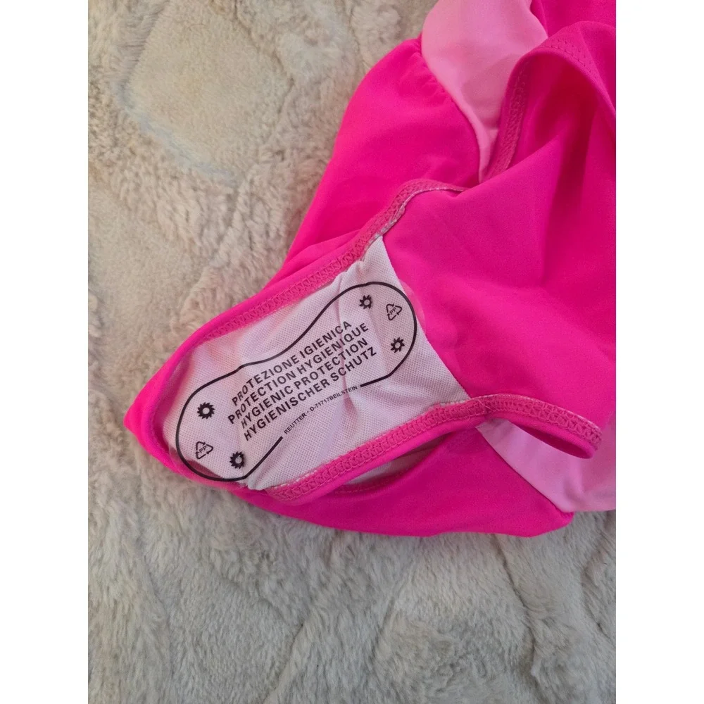 Donwen Girls Hot Pink Ruched One Piece Swimsuit Halter Neck Size 13-14Y NEW